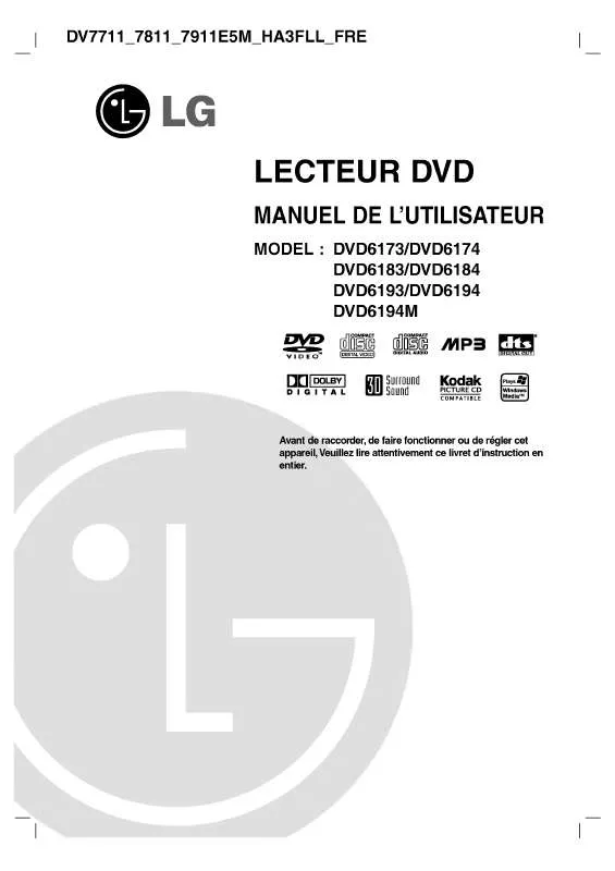 Mode d'emploi LG DVD6194M