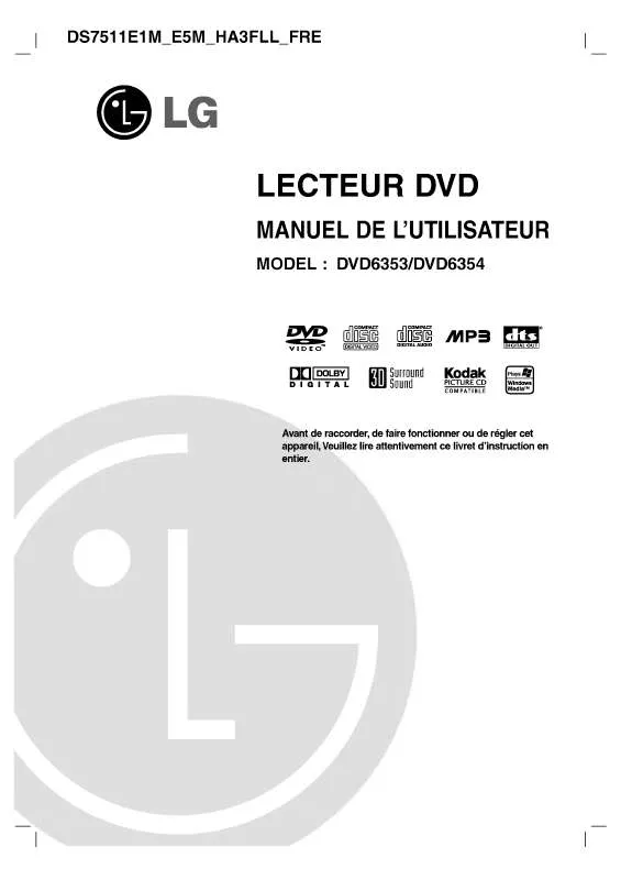 Mode d'emploi LG DVD6354