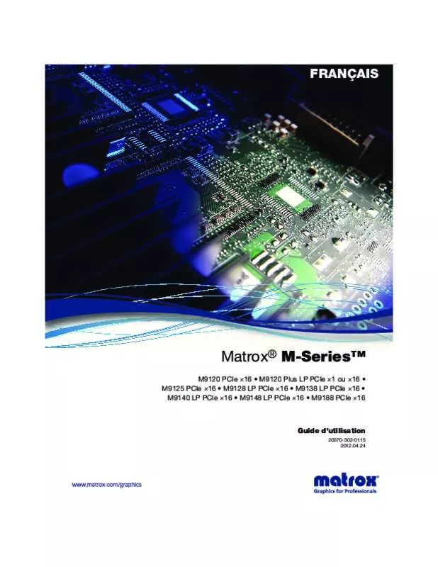 Mode d'emploi MATROX M9120 PCIE X16