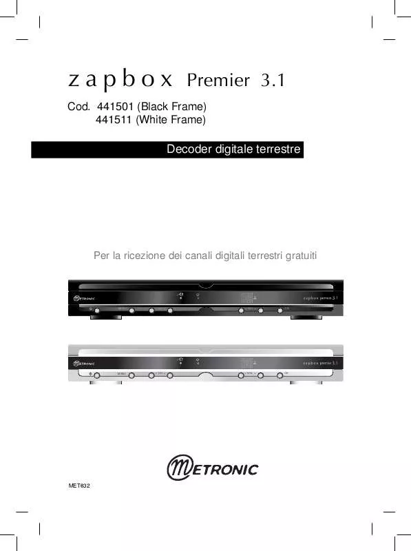 Mode d'emploi METRONIC ZAPBOX PREMIER 3.1
