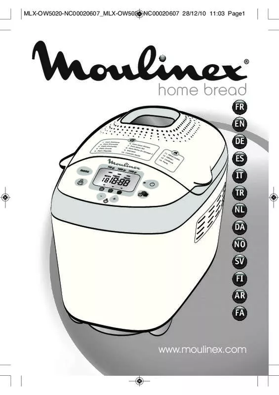 Mode d'emploi MOULINEX HOME BREAD OW 5020