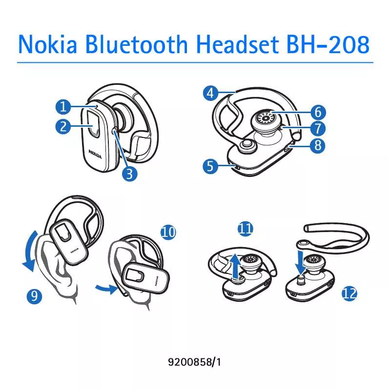 Mode d'emploi NOKIA BLUETOOTH HEADSET BH-208