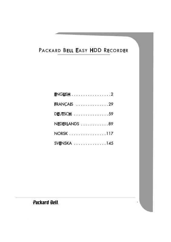 Mode d'emploi PACKARD BELL EASY HDD RECORDER 250 DIVX EDI