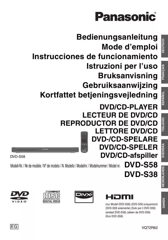 Mode d'emploi PANASONIC DVD-S38