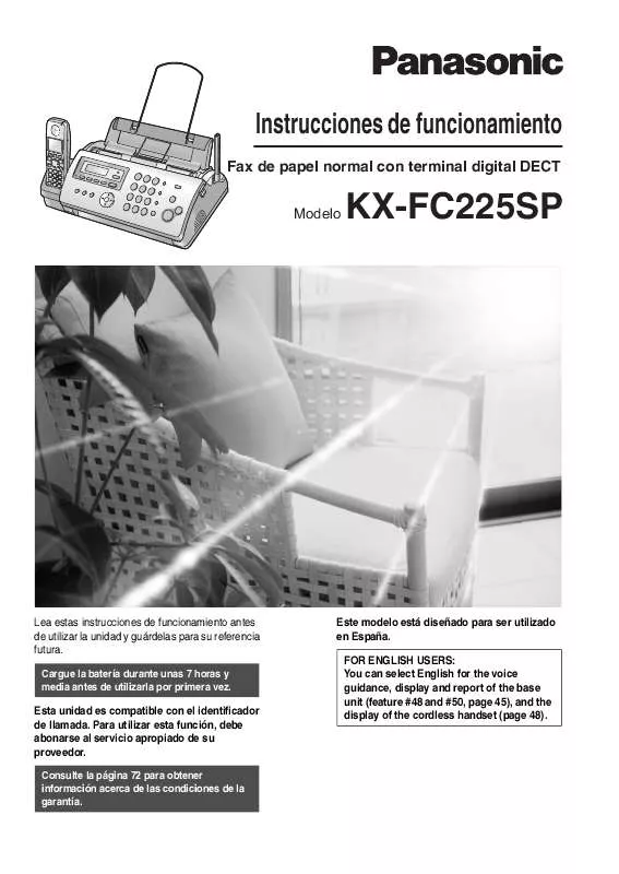 Mode d'emploi PANASONIC KXFC225SP