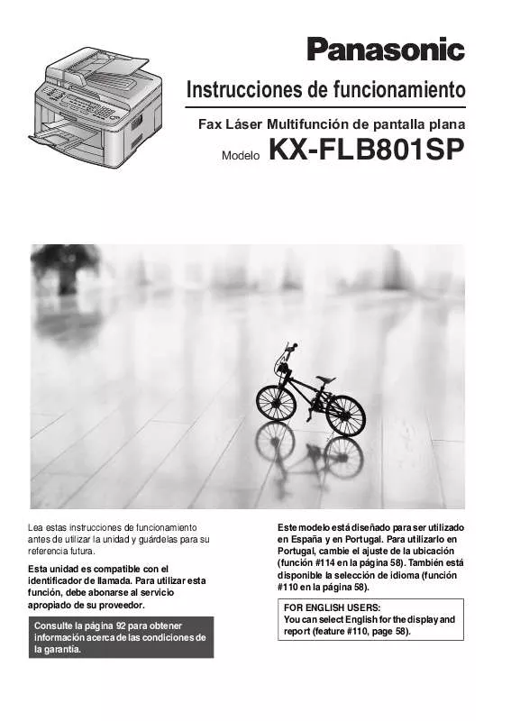 Mode d'emploi PANASONIC KXFLB801SP