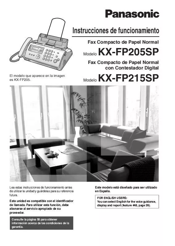 Mode d'emploi PANASONIC KXFP215SP