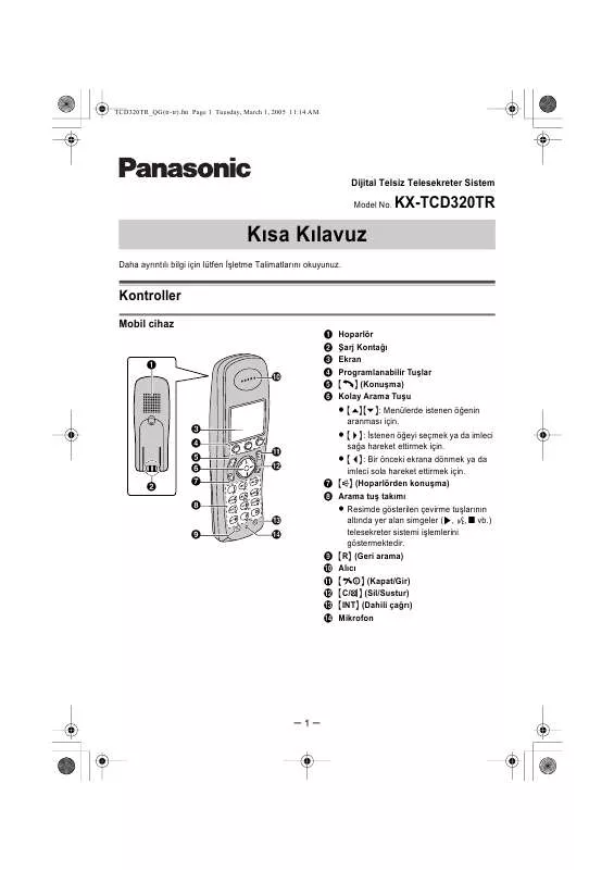 Mode d'emploi PANASONIC KXTCD320TR