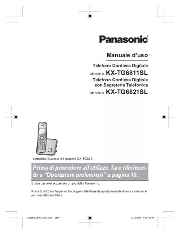 Mode d'emploi PANASONIC KX-TG6811SL