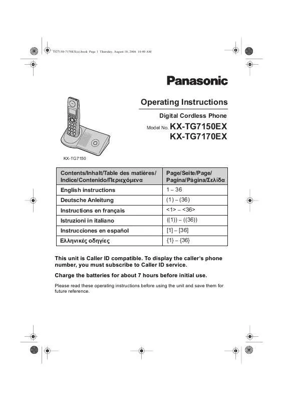 Mode d'emploi PANASONIC KX-TG7150EX