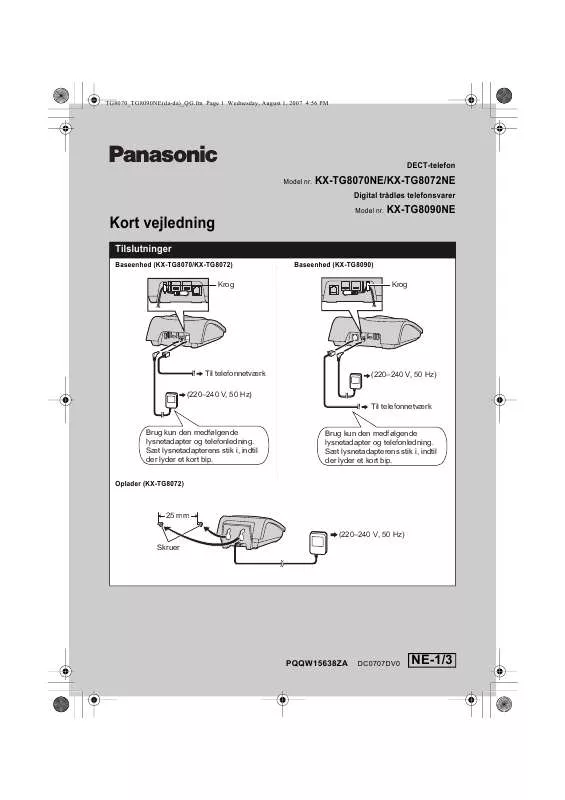 Mode d'emploi PANASONIC KXTG8090NE