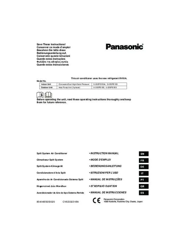 Mode d'emploi PANASONIC S200PE1E8A