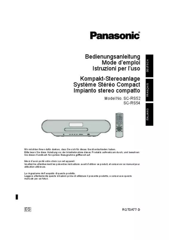 Mode d'emploi PANASONIC SC-RS52EG