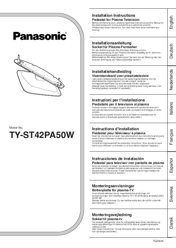 Mode d'emploi PANASONIC TY-ST42PA50W