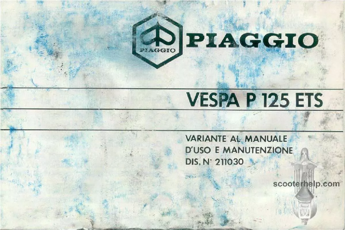 Mode d'emploi PIAGGIO VESPA P 125 ETS