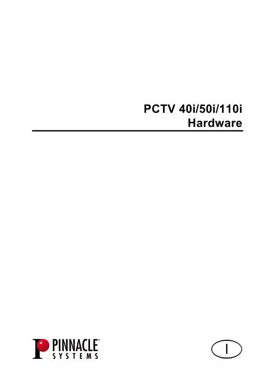 Mode d'emploi PINNACLE PCTV 110I