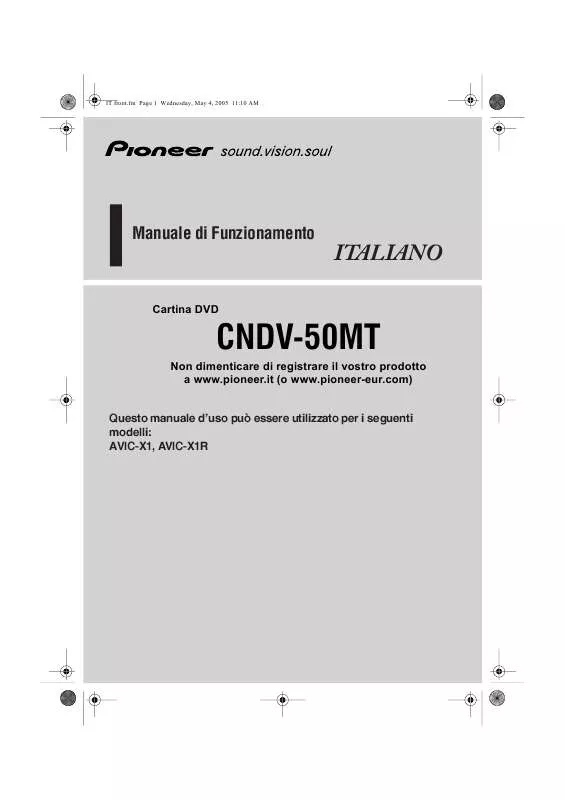 Mode d'emploi PIONEER CNDV-50MT (AVIC-X1, AVIC-X1R)