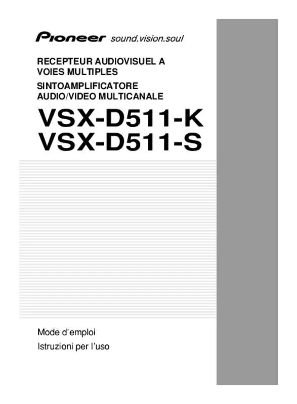 Mode d'emploi PIONEER VSX D511 & VSX-D511-K,MV