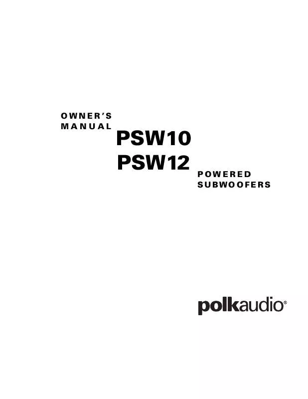 Mode d'emploi POLK AUDIO PSW10