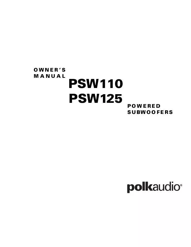 Mode d'emploi POLK AUDIO PSW125