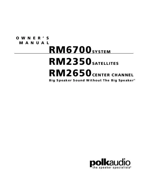 Mode d'emploi POLK AUDIO RM2350