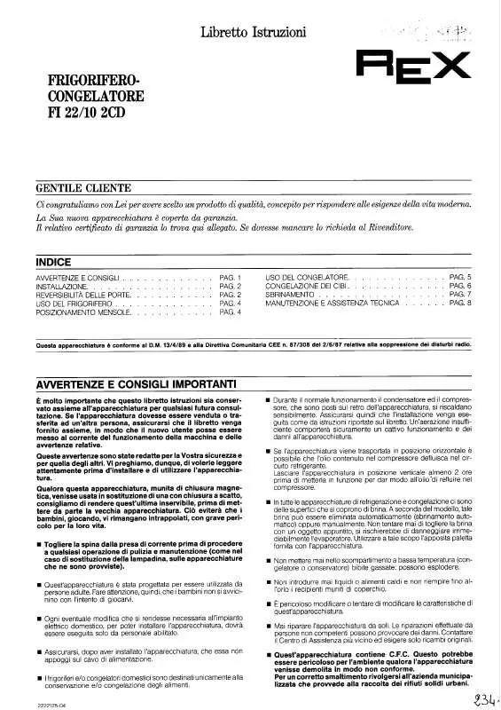 Mode d'emploi REX FI22/102CD