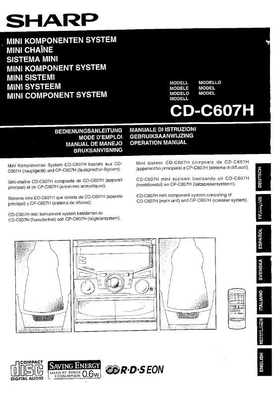 Mode d'emploi SHARP CD-C607H