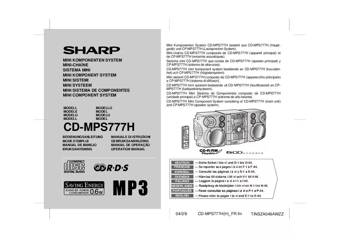Mode d'emploi SHARP CD-MPS777H