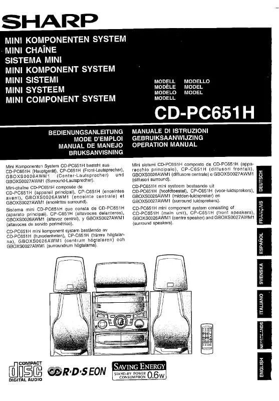 Mode d'emploi SHARP CD-PC651H