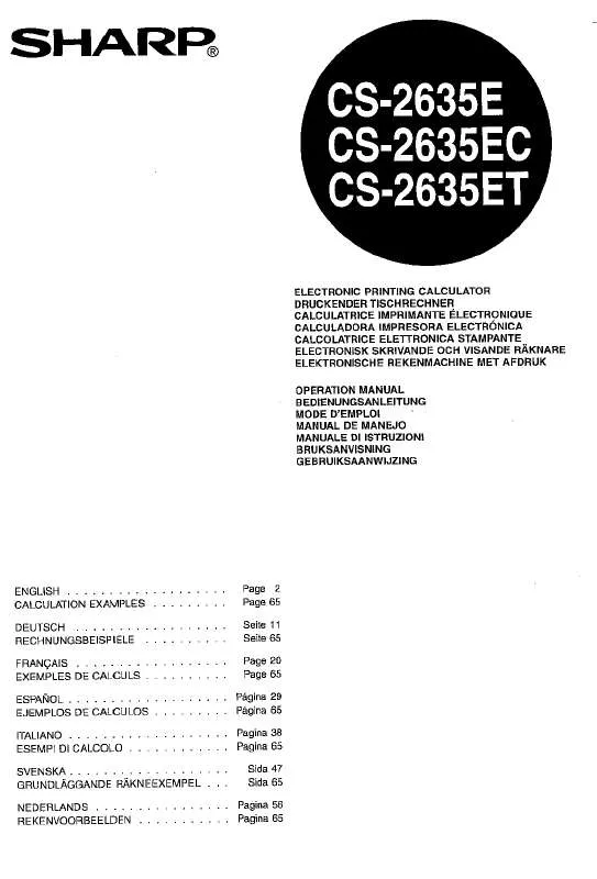 Mode d'emploi SHARP CS2635E/EC/EC