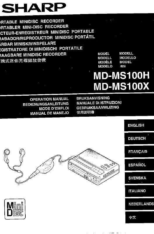 Mode d'emploi SHARP MD-MS100H/X