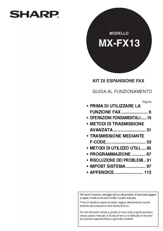 Mode d'emploi SHARP MX-FX13
