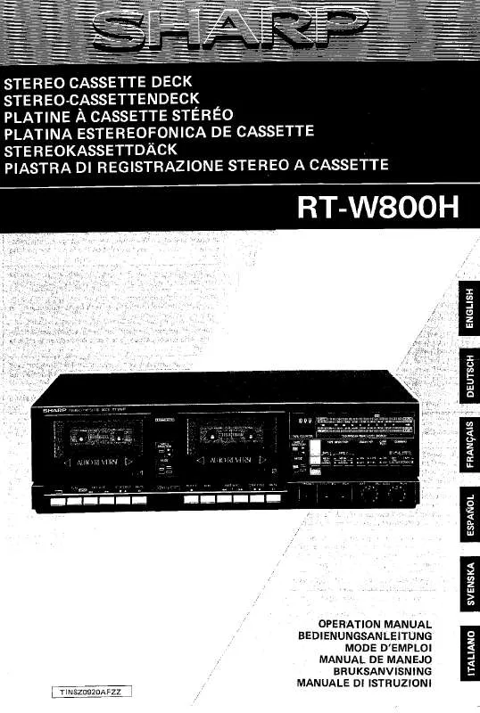 Mode d'emploi SHARP RT-W800H