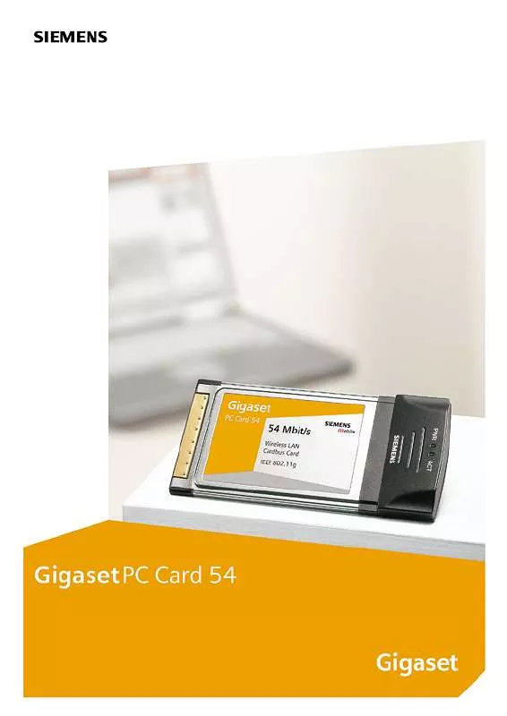 Mode d'emploi SIEMENS GIGASET PC CARD 54