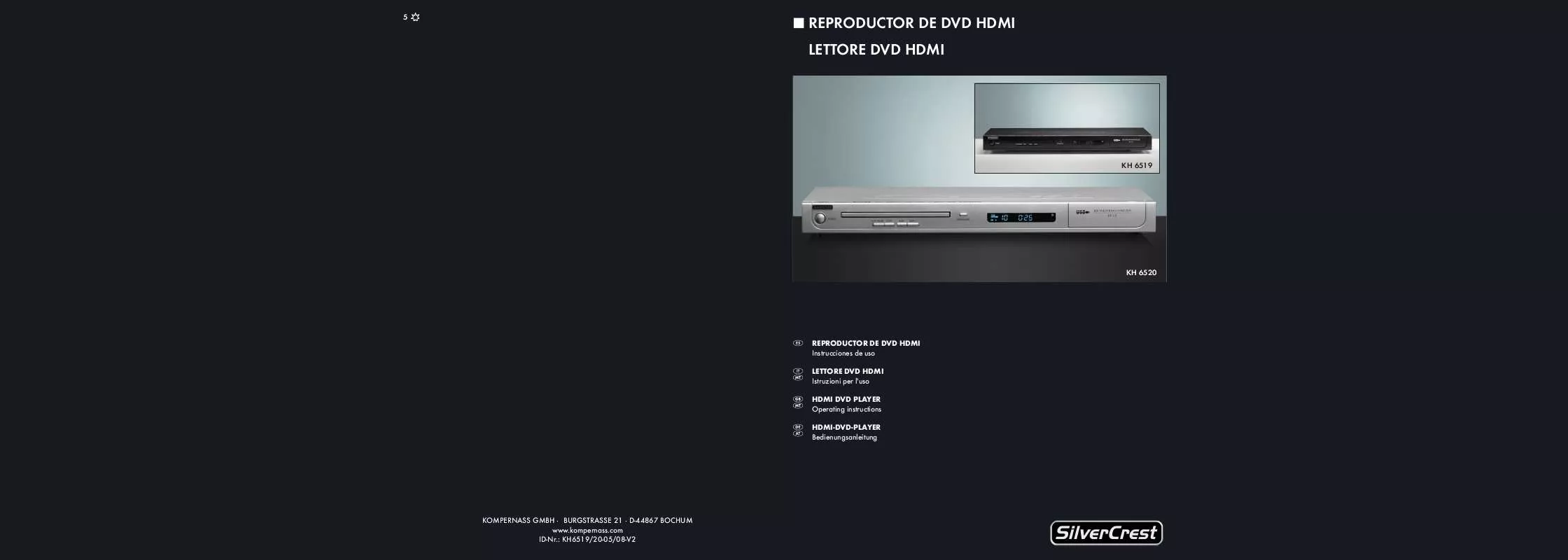 Mode d'emploi SILVERCREST KH 6520 HDMI DVD-PLAYER