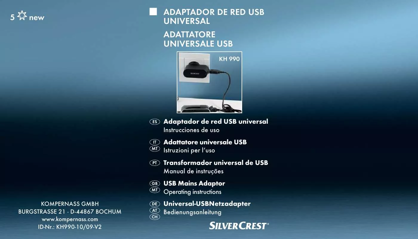 Mode d'emploi SILVERCREST KH 990 USB MAINS ADAPTOR