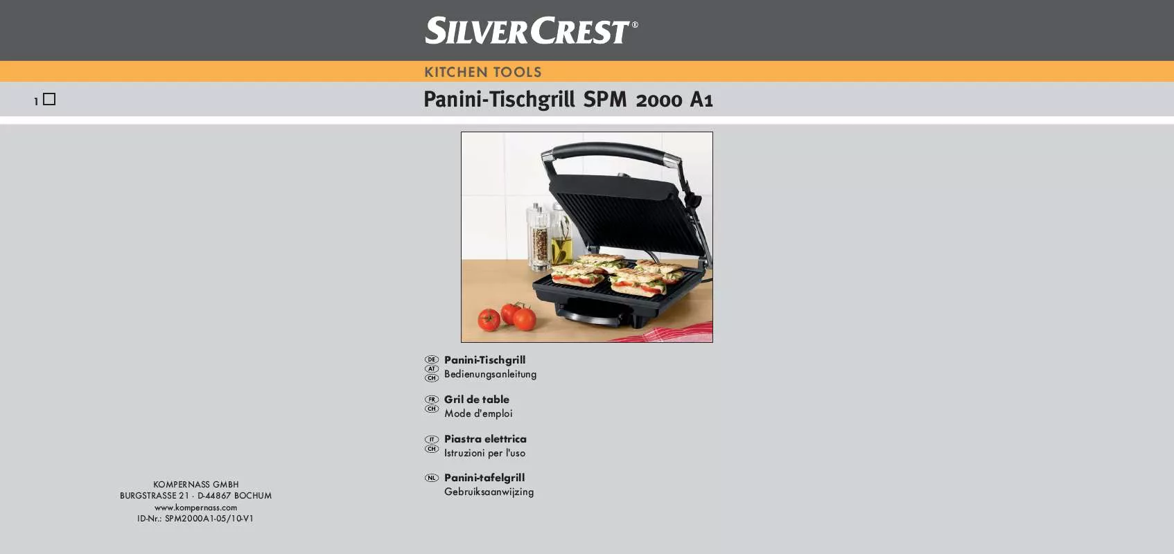 Mode d'emploi SILVERCREST SPM 2000 A1 PANINI GRILL