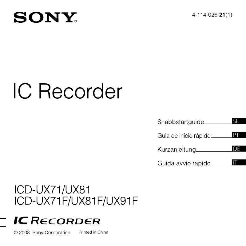 Mode d'emploi SONY ICD-UX81