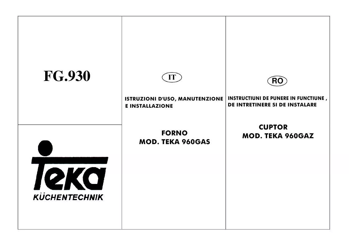 Mode d'emploi TEKA FG-930