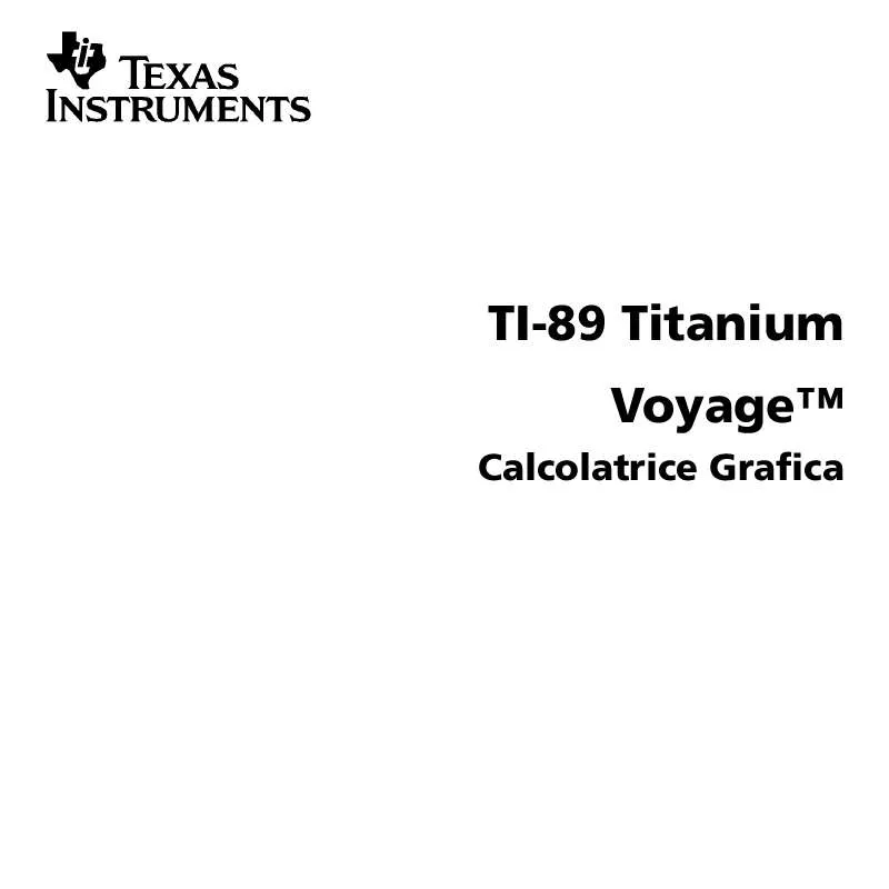 Mode d'emploi TEXAS INSTRUMENTS TI-89 TITANIUM-VOYAGE 200