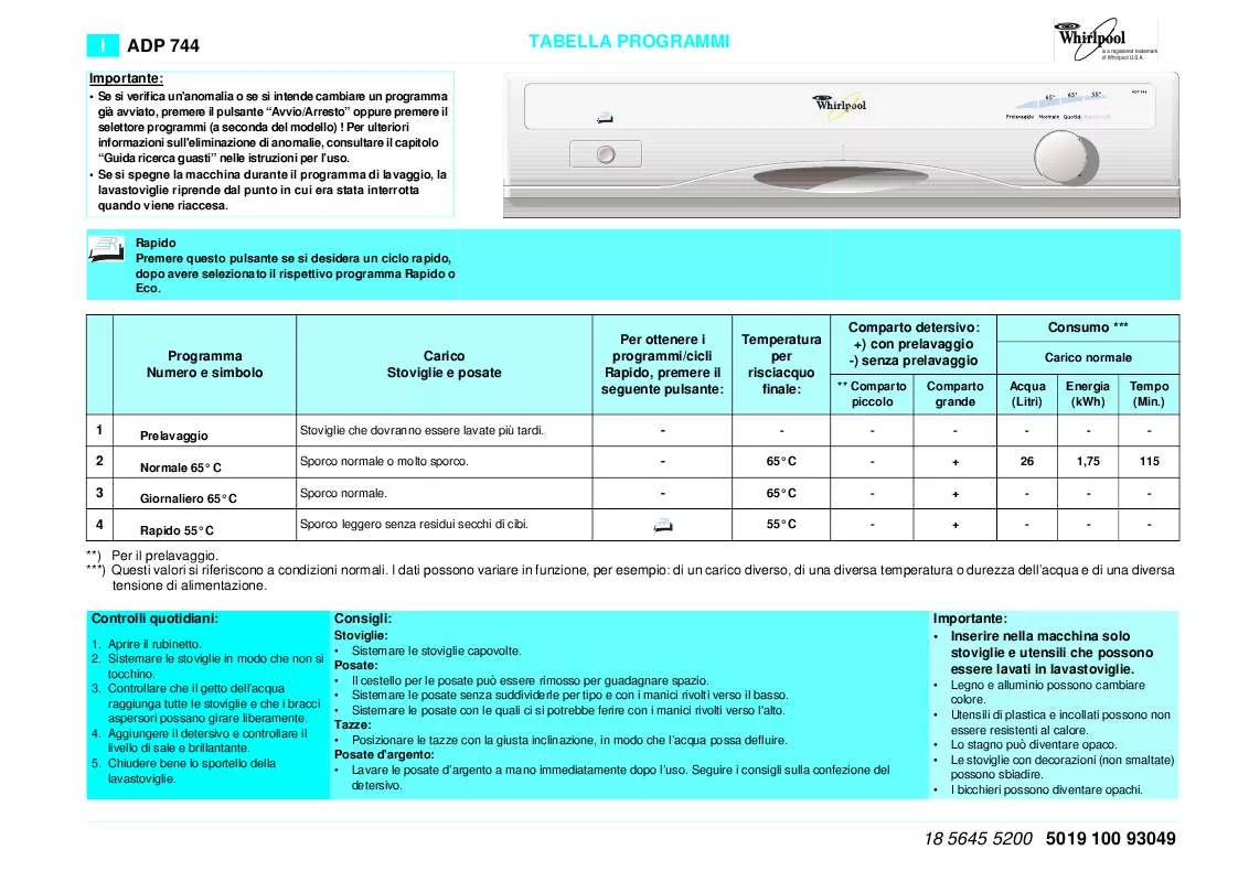 Mode d'emploi WHIRLPOOL ADP 744 WH