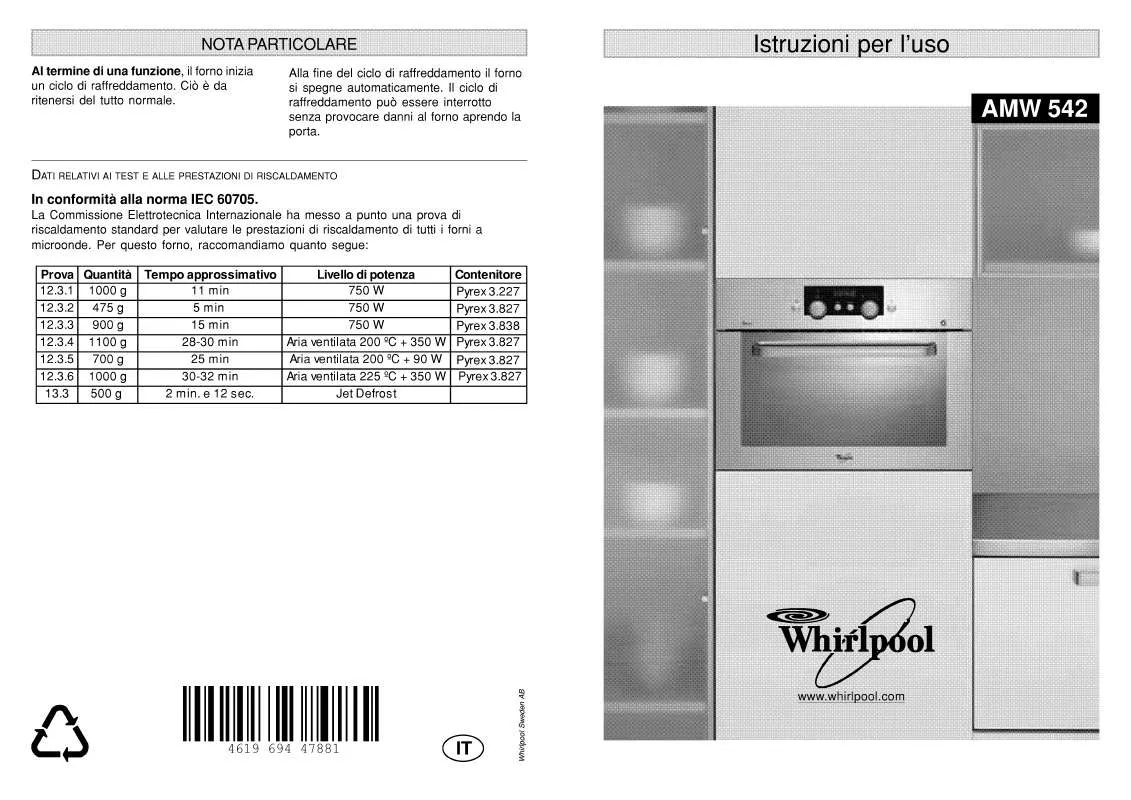 Mode d'emploi WHIRLPOOL AMW 542 WH