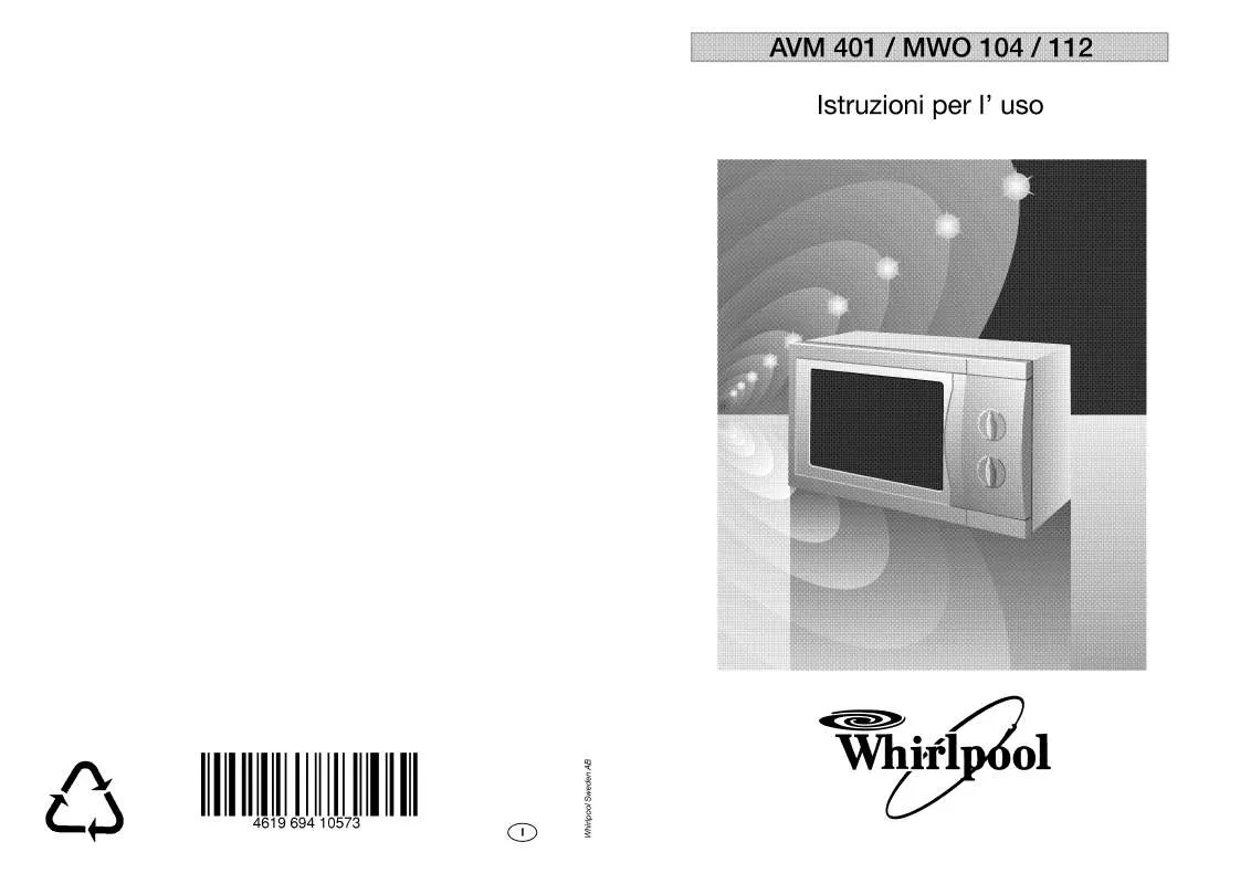 Mode d'emploi WHIRLPOOL MWO 104/1/WH