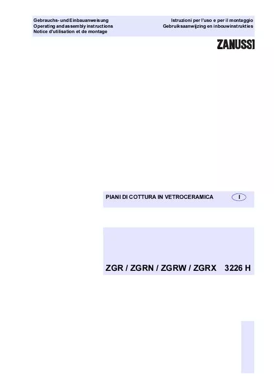 Mode d'emploi ZANUSSI ZGR3226H