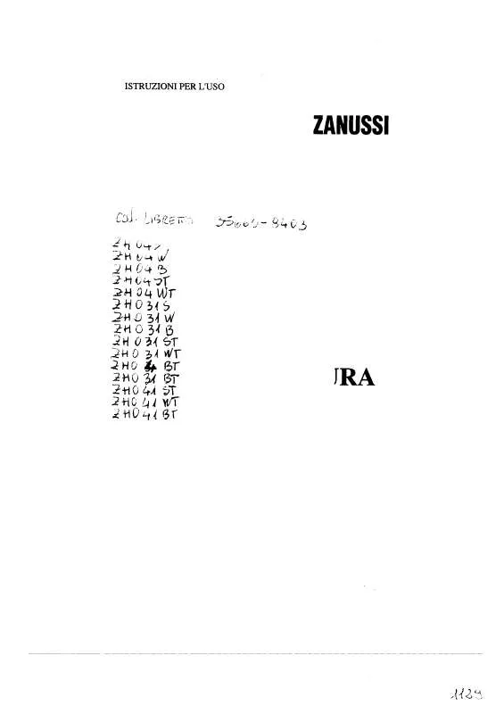 Mode d'emploi ZANUSSI ZH031B