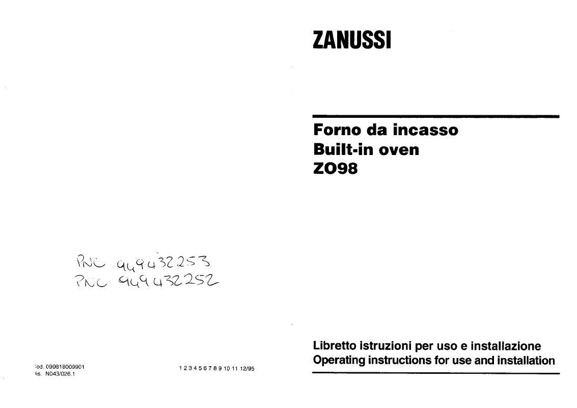 Mode d'emploi ZANUSSI ZOS98