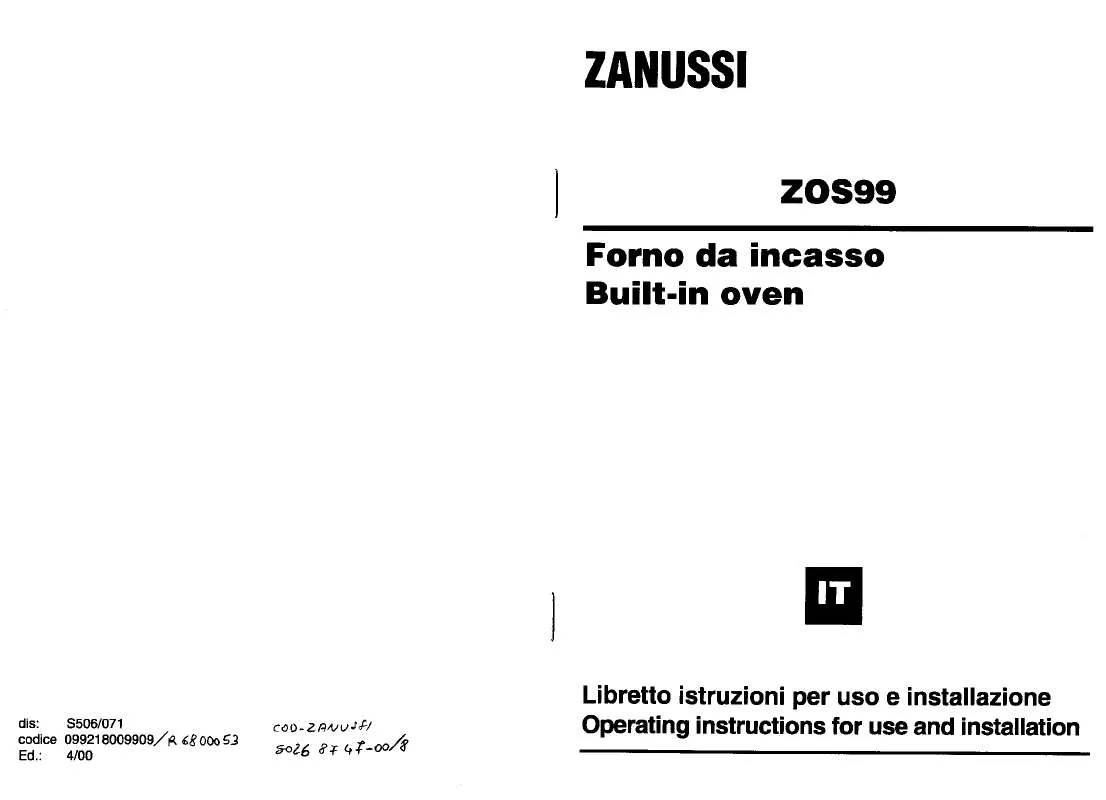 Mode d'emploi ZANUSSI ZOS99
