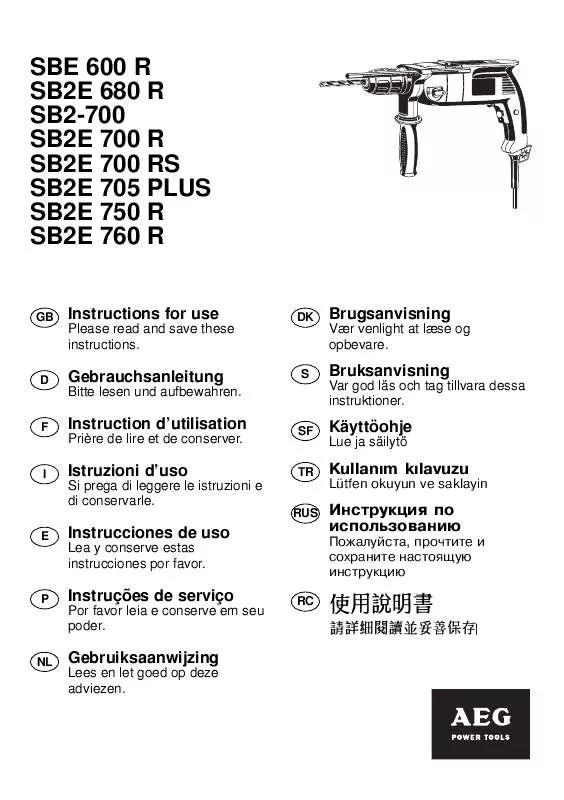 Mode d'emploi AEG SB2E 760 R