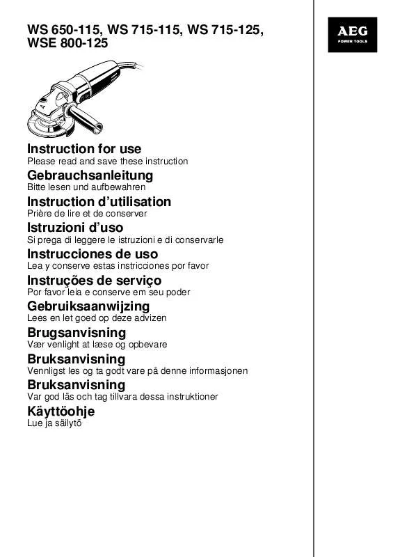 Mode d'emploi AEG WSE 800-125