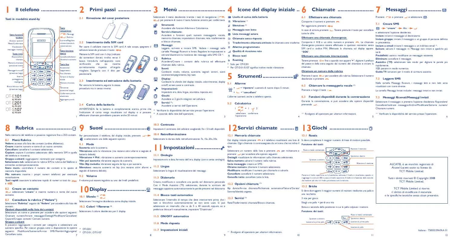 Mode d'emploi ALCATEL OT-E201A